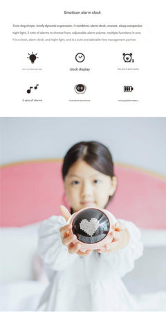 Kids clock featuring expressive faces