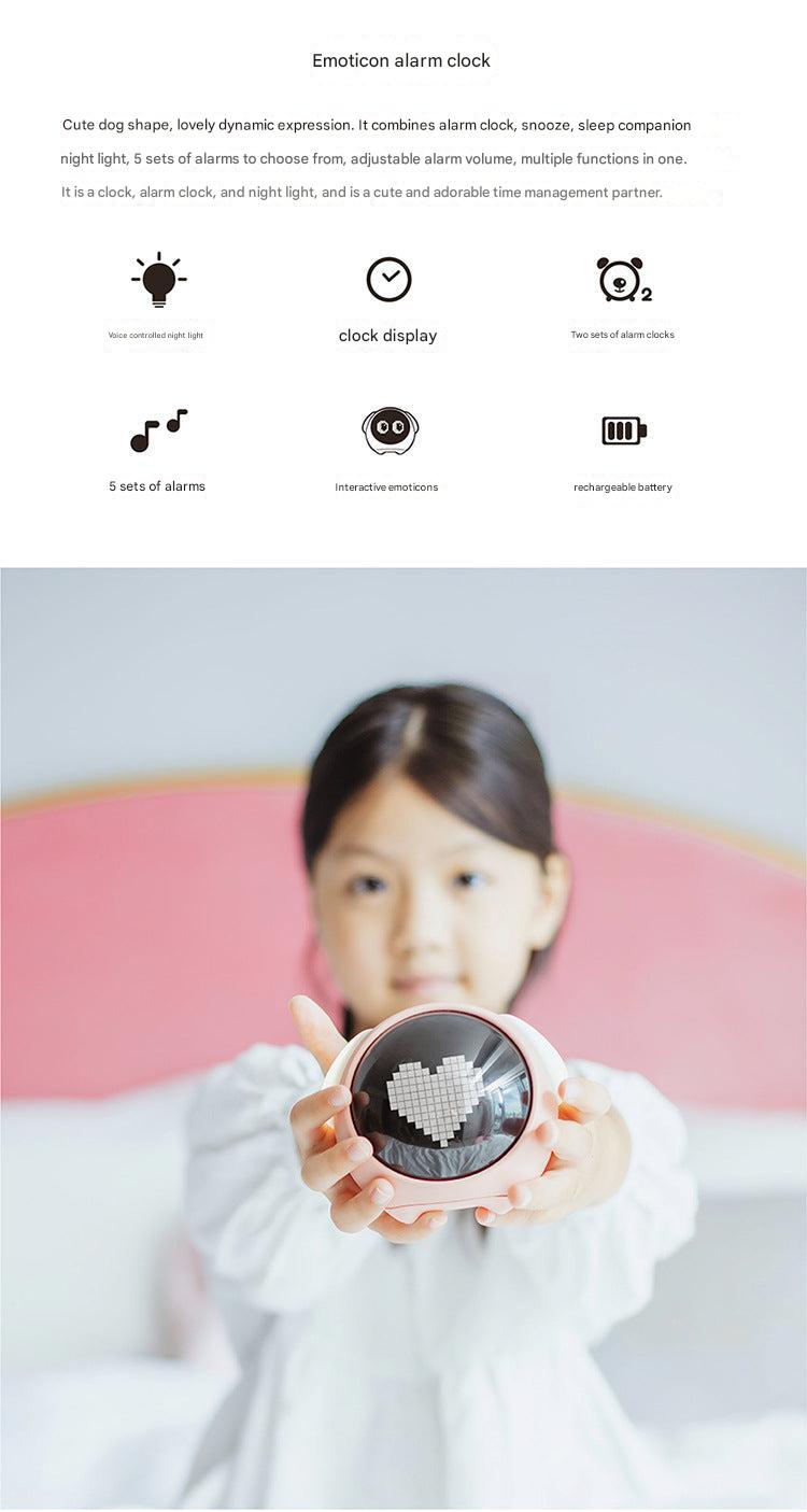 Kids clock featuring expressive faces