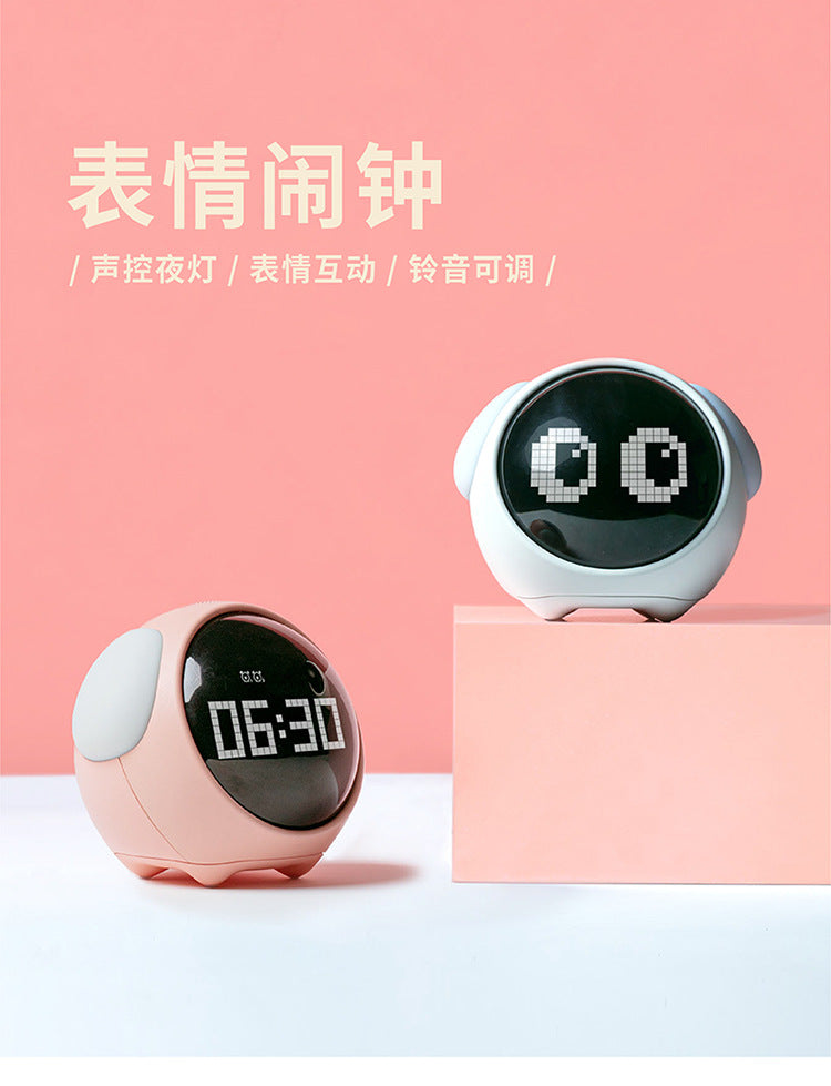 Alarm clock with pixel display for kids