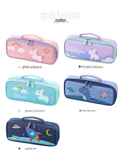 front view of pink unicorn pencil case