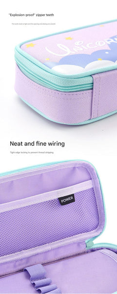 unicorn pencil case on white background