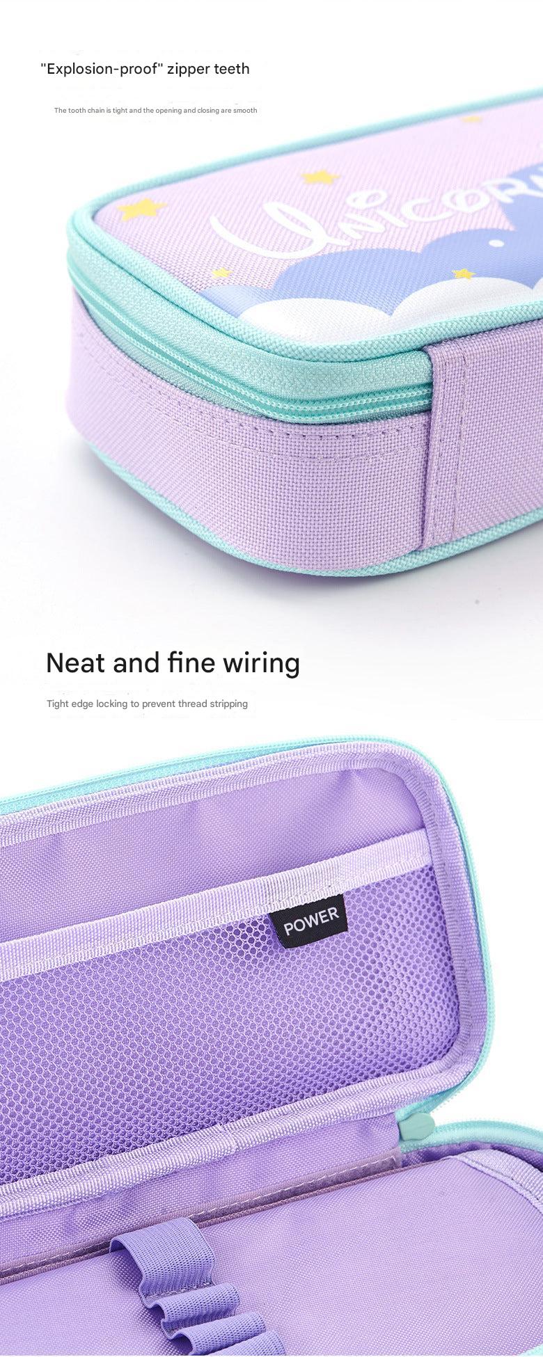 unicorn pencil case on white background
