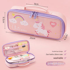 pencil case with multiple compartments open