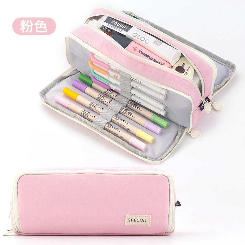 Angoo pencil case glacier blue on desk setup
