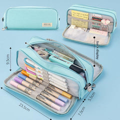 Various colours of Angoo pencil case open