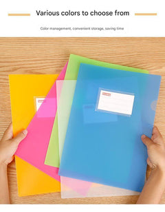 Image of L-shaped durable document folder in blue