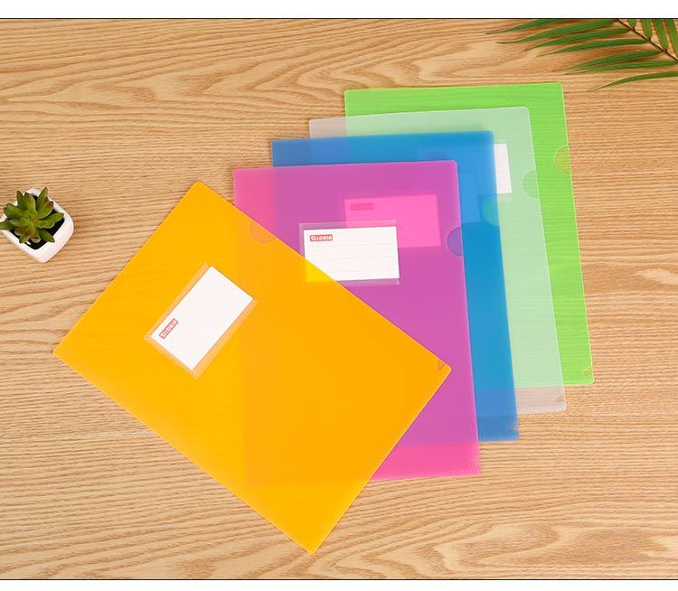 Image of L-shaped durable document folder in blue