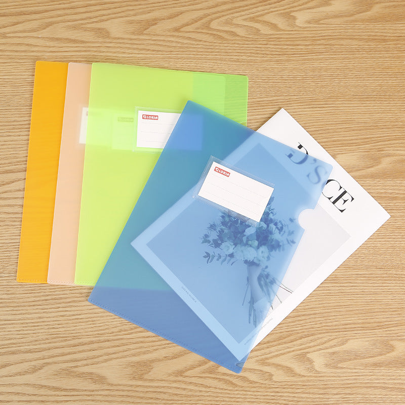 Image of L-shaped document folder in vibrant red