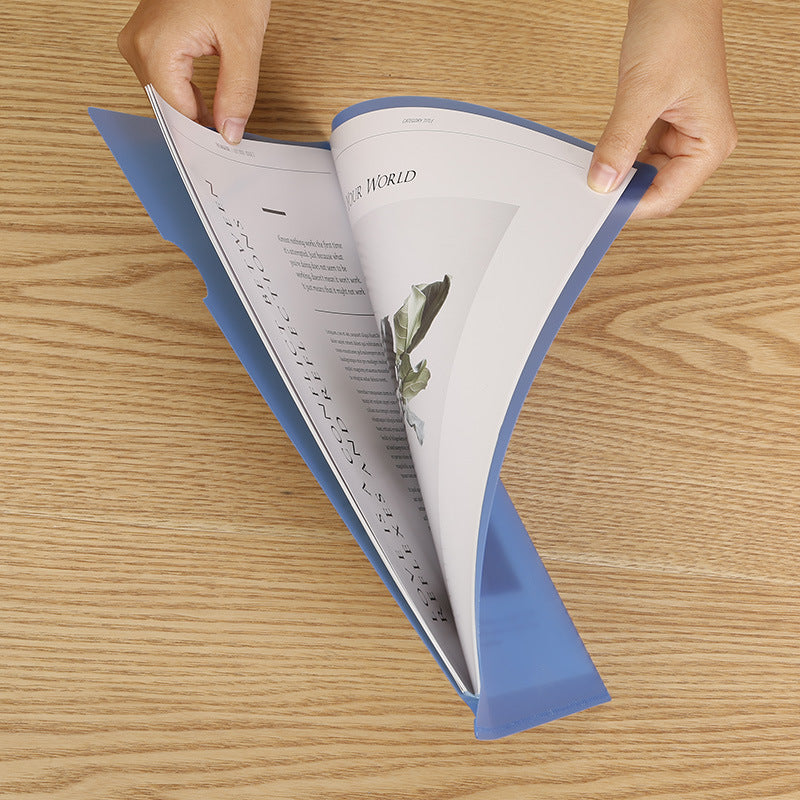 Close-up of clear plastic document folder protector