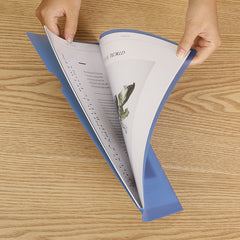 Close-up of clear plastic document folder protector