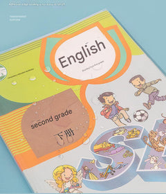 close-up of transparent book cover for A4 size