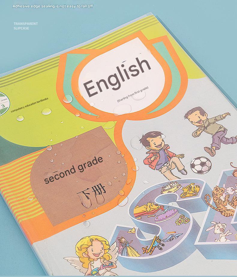 close-up of transparent book cover for A4 size