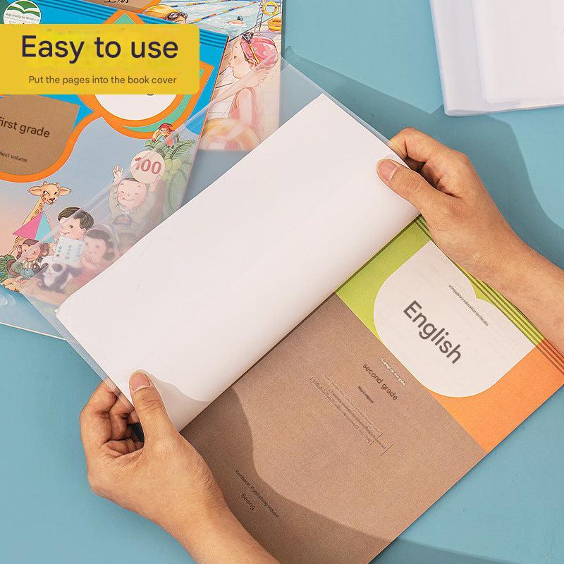 close-up of transparent book cover for A4 size