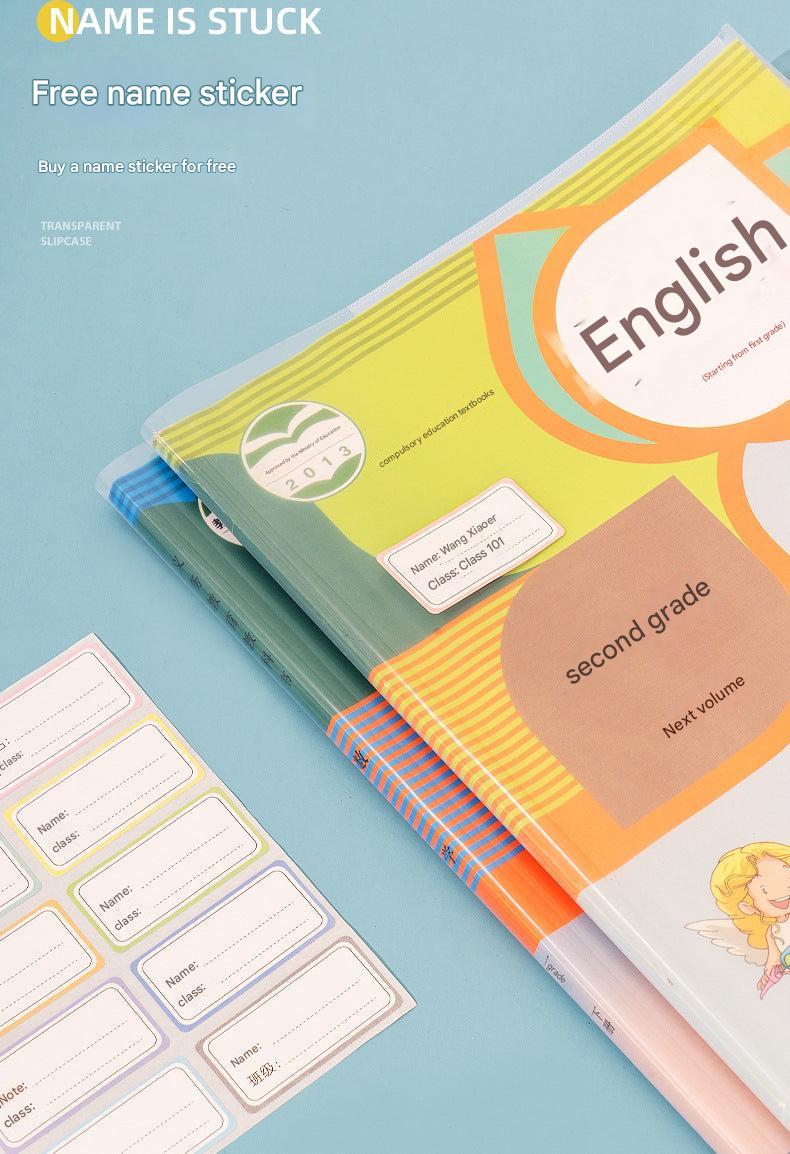transparent book cover laid flat