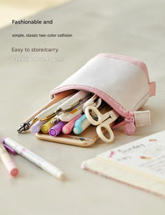Detail of zipper on corduroy pencil case