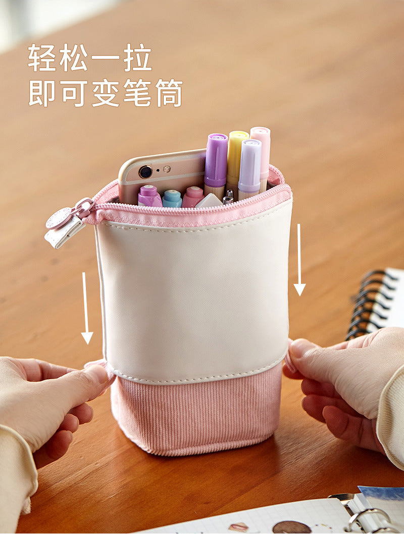 Light blue velvety texture pen organiser