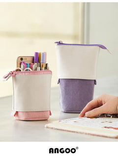 Black corduroy pencil case full view
