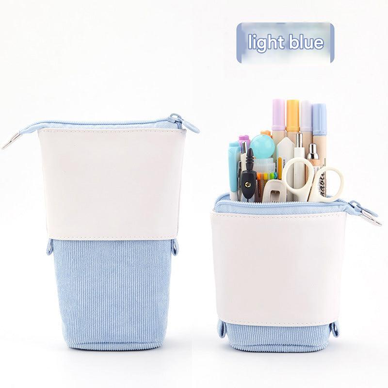 Purple expandable pencil pouch close-up