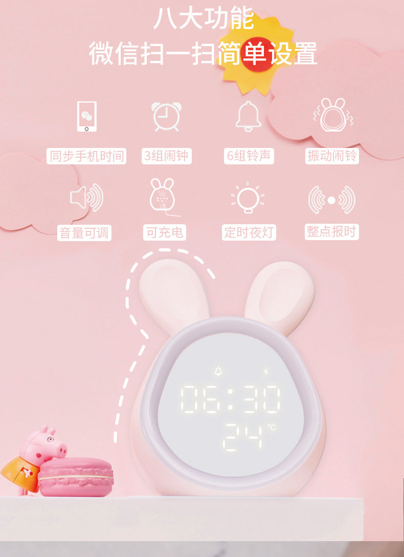 Kids bedside clock with soft LED light
