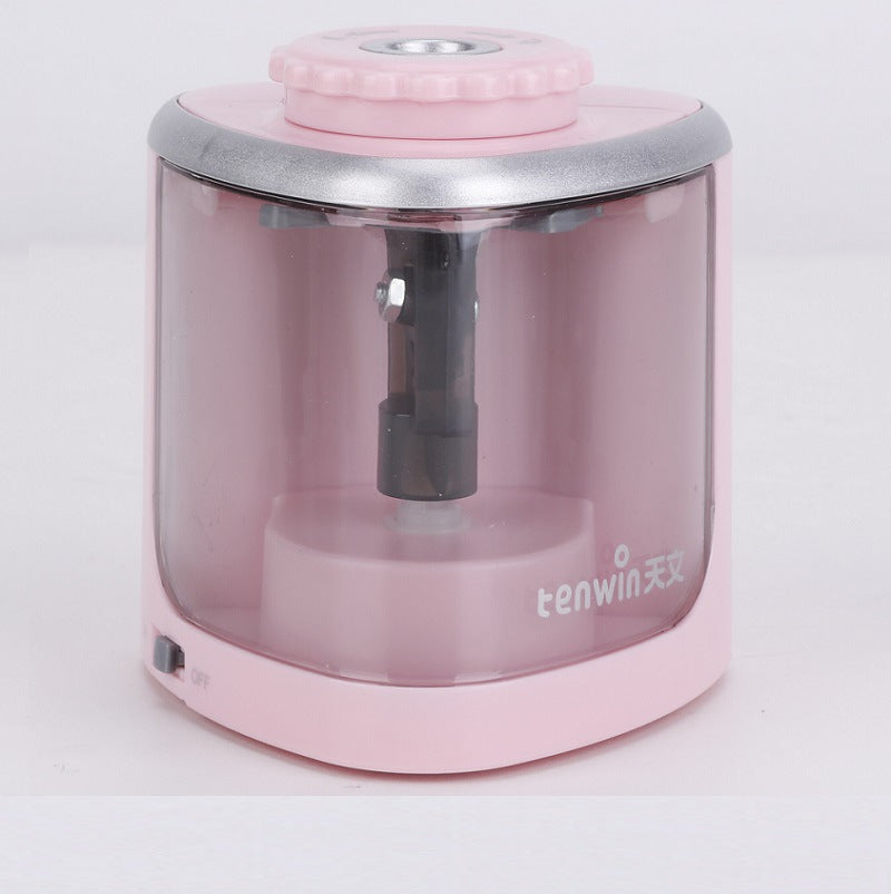 Compact black electric pencil sharpener on desk