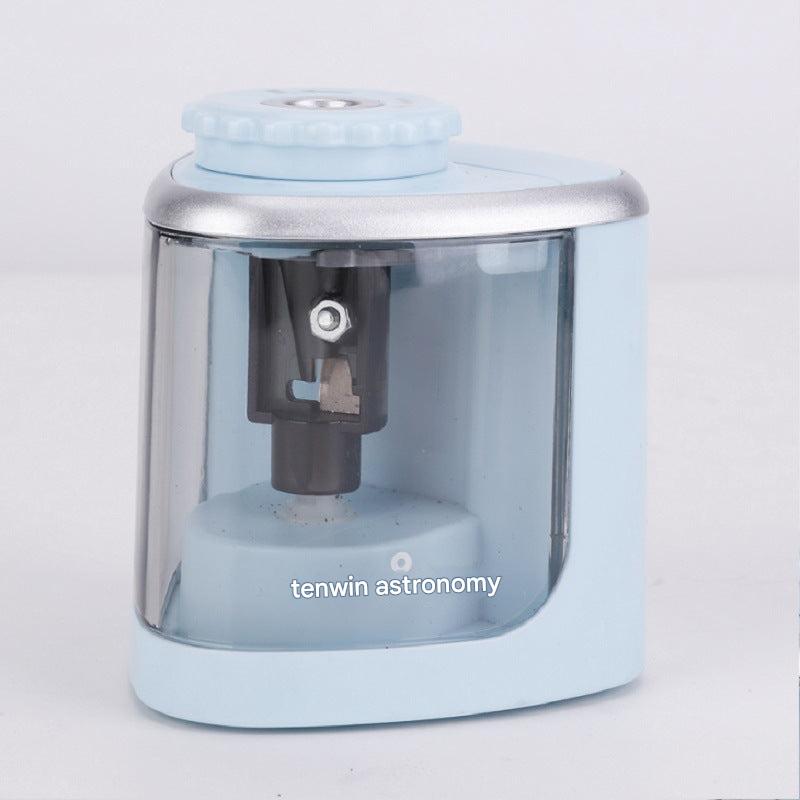 Compact black electric pencil sharpener on desk