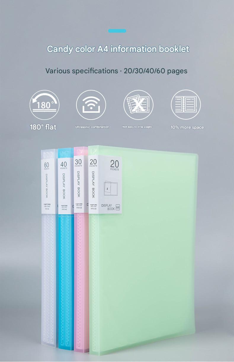 Clear plastic document holder with contents inside