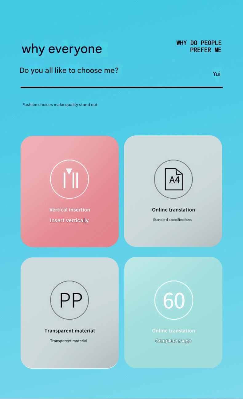 Transparent A4 document holder with custom inserts