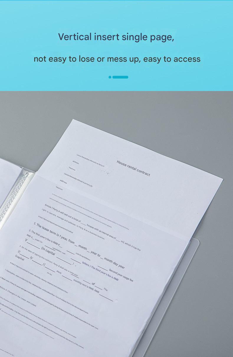 Person organising files inside A4 document binder