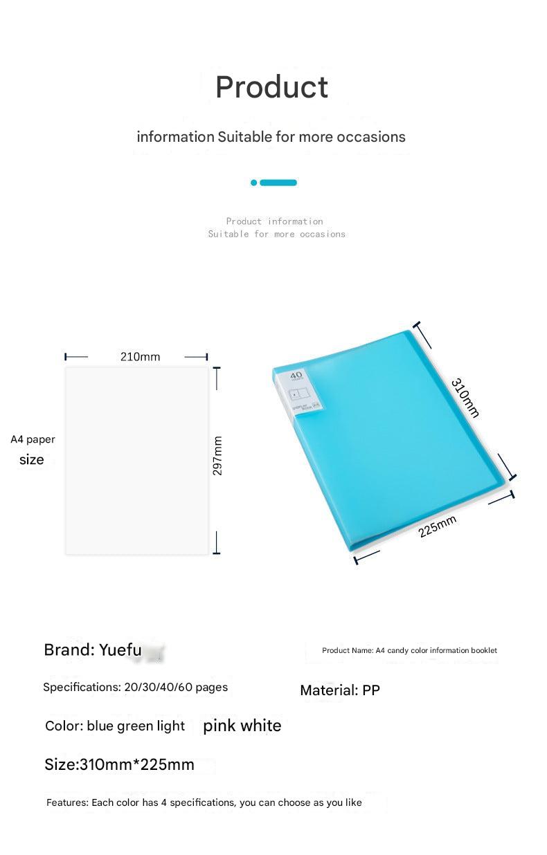 Clear plastic document holder with contents inside