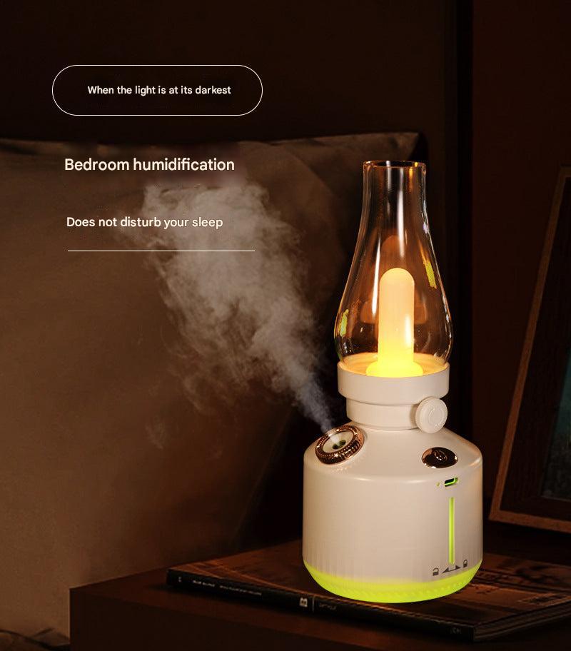 colourful LED light in humidifier on desk