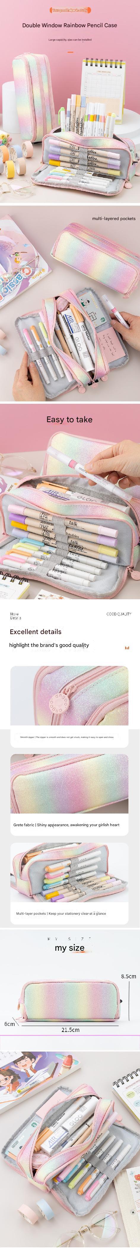 close-up detail of double opening windows in the pencil case