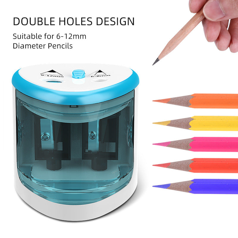 blue electric pencil sharpener closeup