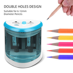 blue electric pencil sharpener closeup