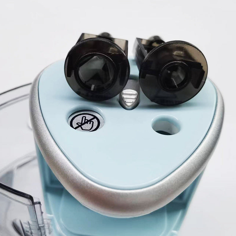 blue electric pencil sharpener closeup