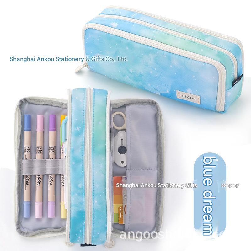 Angoo pencil case with vibrant color patch design