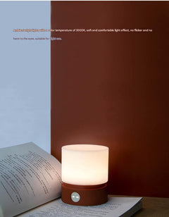 Minimalist aesthetic LED night lamp in use