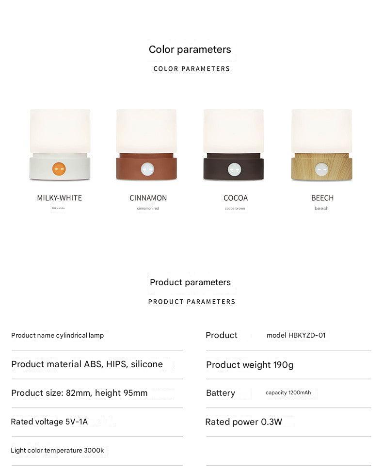 Compact style modern night light on bedside table