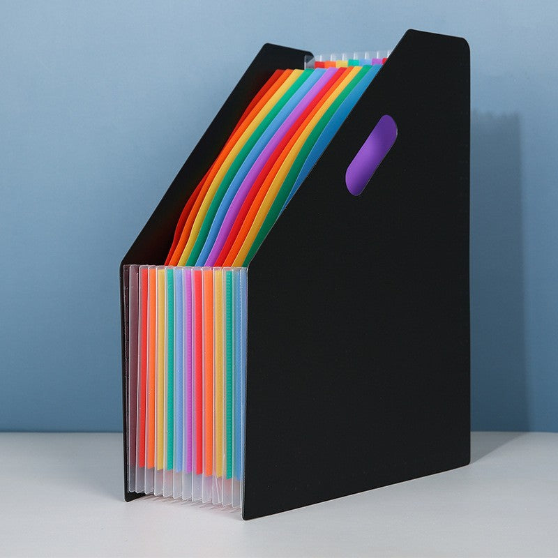 blue file organizer compartment detailed view