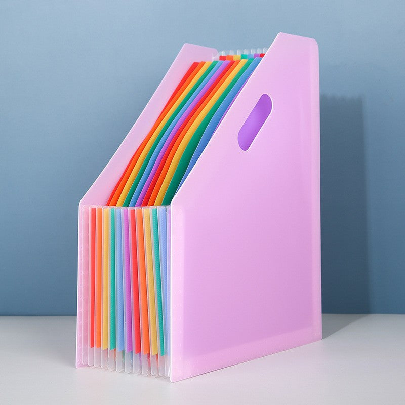 multiple colour file organizers stacked together