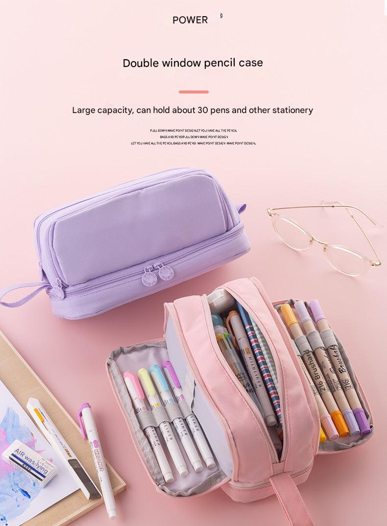 Back to school pencil case with duel zippers