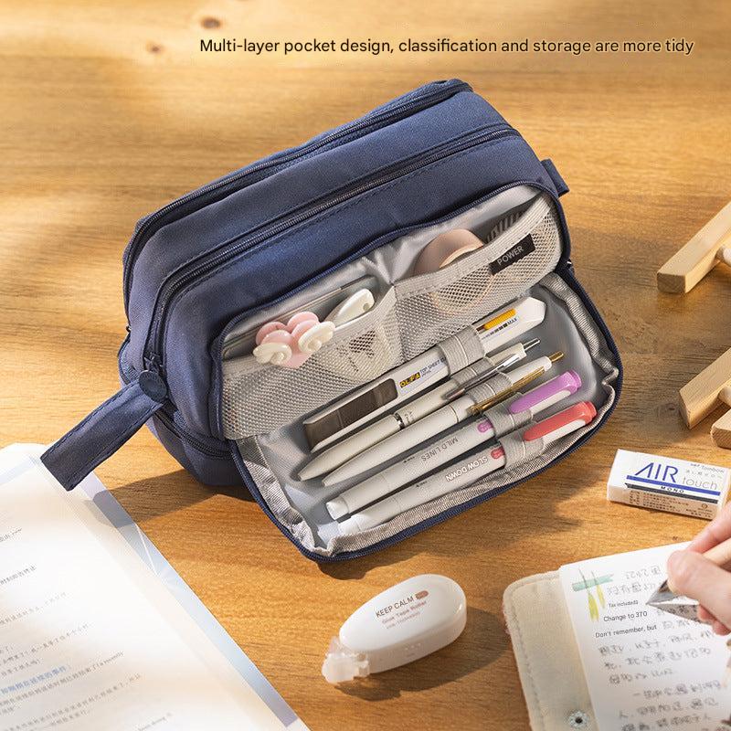 Large capacity pencil case in purple and pink