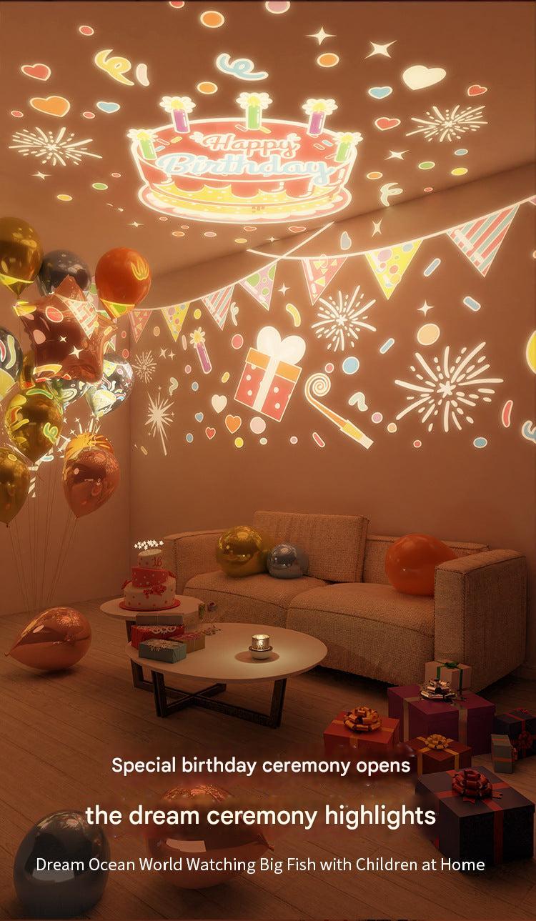 Colorful projection from bunny night lamp