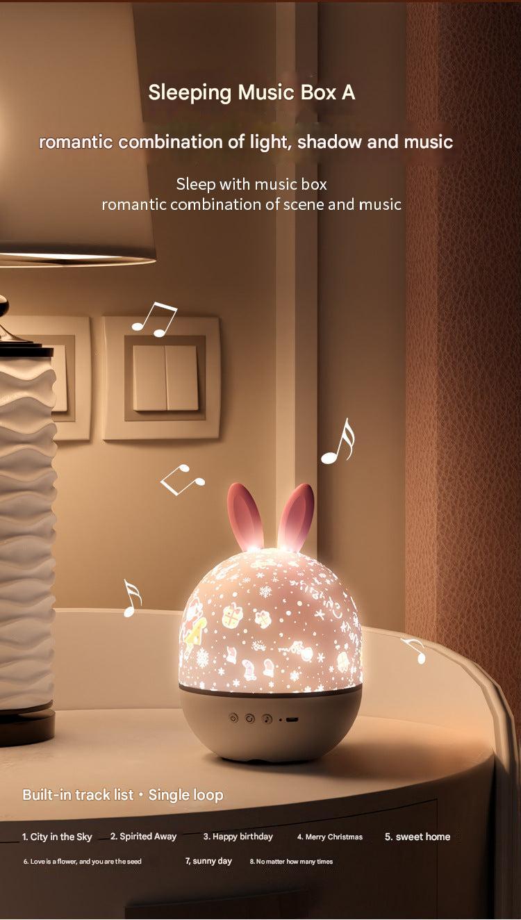 Remote control and bunny star projector in use
