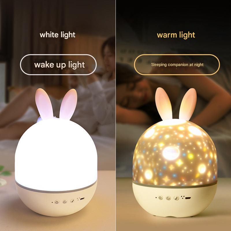 Bunny projector on nightstand with ambient light