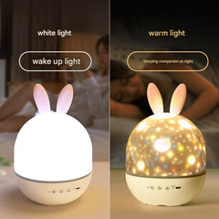 Bunny projector on nightstand with ambient light