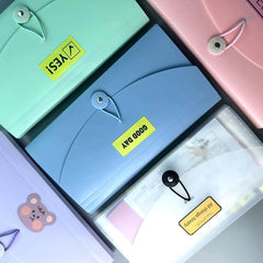A6 Expanding File Folder in pink showcasing multiple pockets