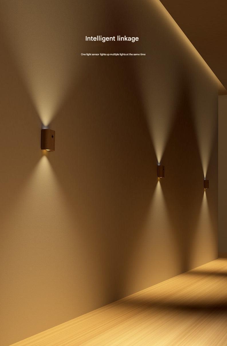 Front view of Modern Wood Grain LED Night Light