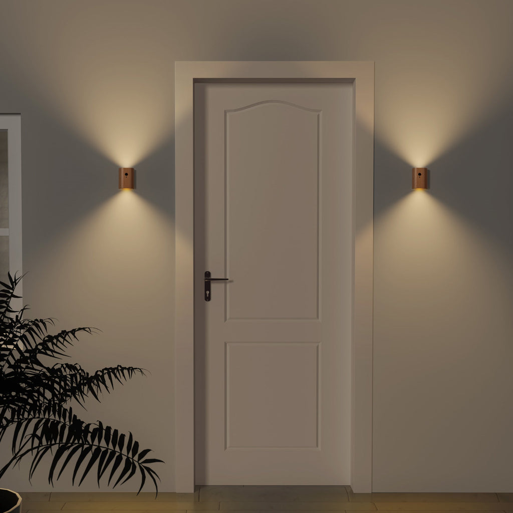 Side view of LED Night Light with wood grain finish