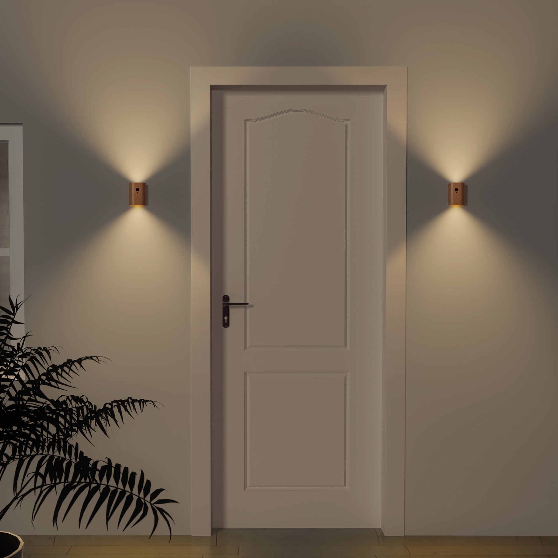 Side view of LED Night Light with wood grain finish