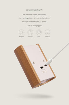 Side view of LED Night Light with wood grain finish
